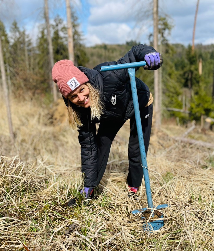 Helping to plant trees