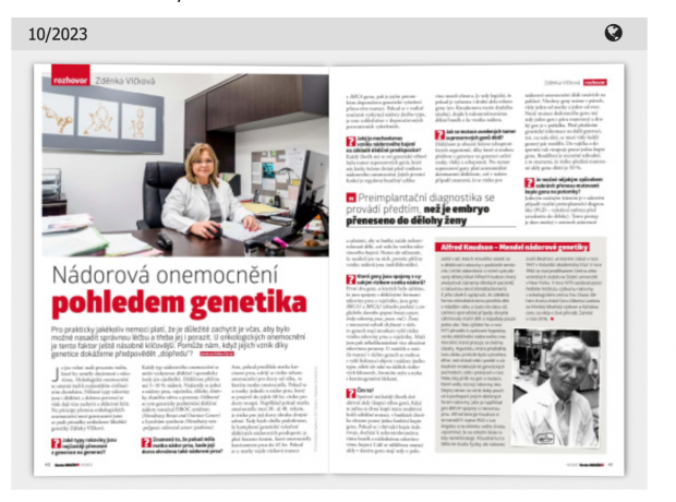Rozhovor a článek v časopise Zázraky medicíny